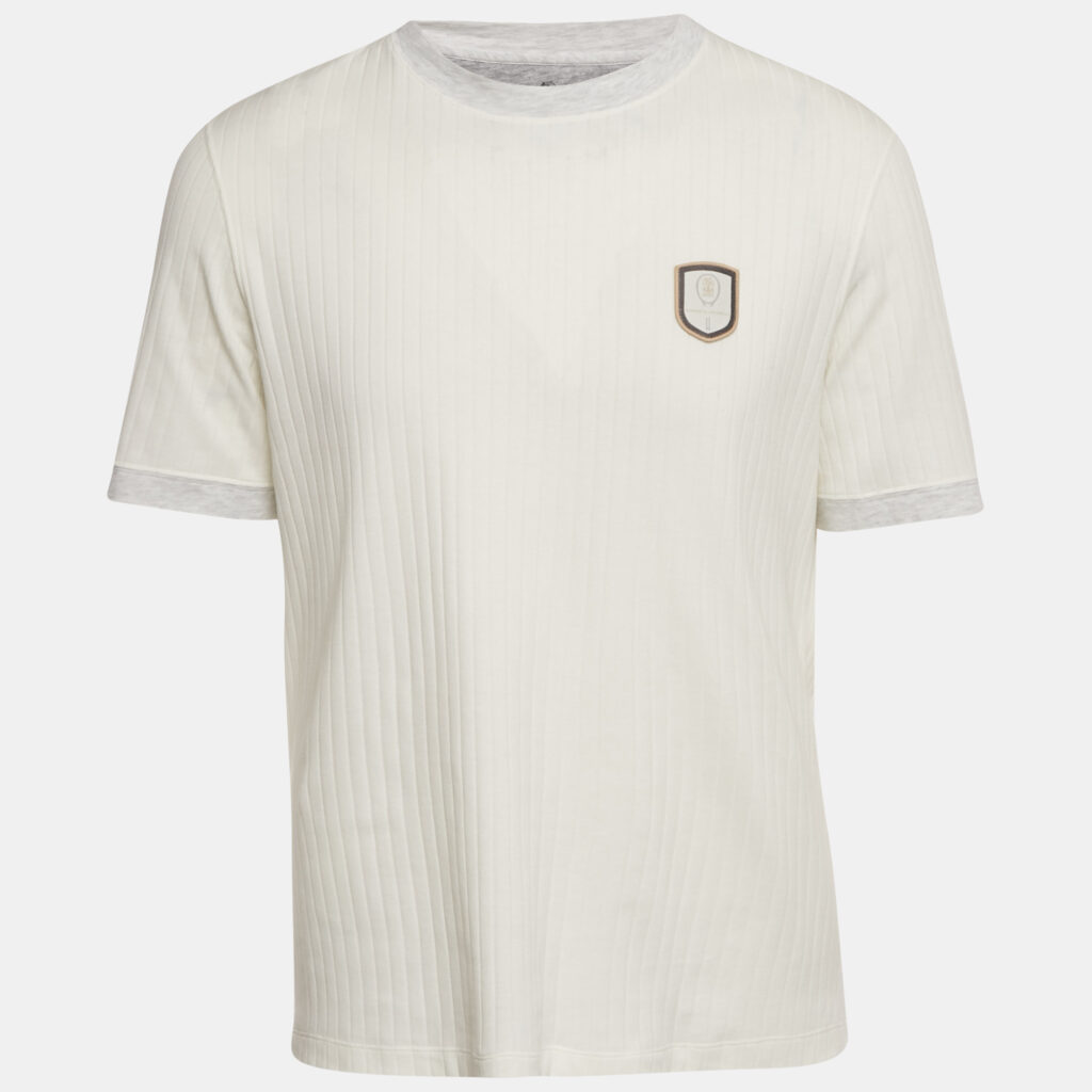 Brunello Cucinelli White Rib Knit Crew Neck T-Shirt S