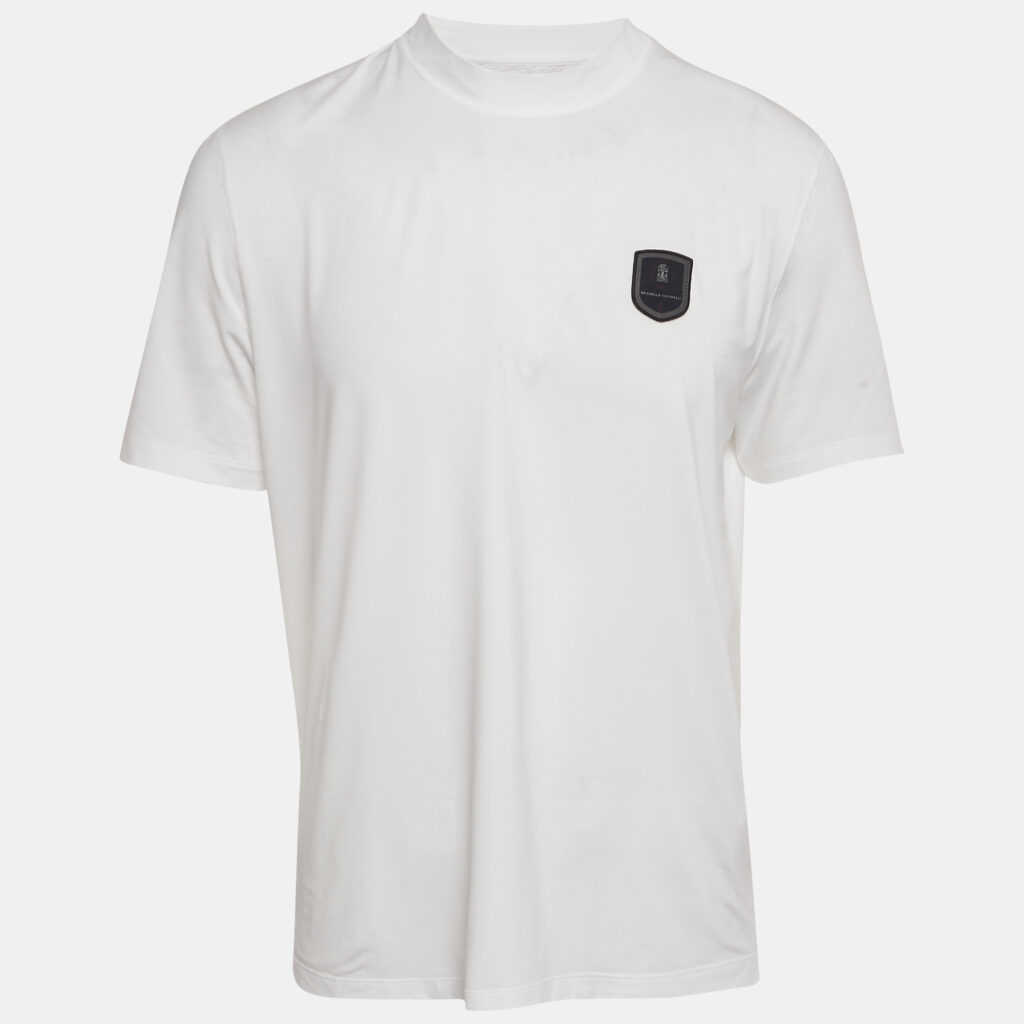 Brunello Cucinelli White Jersey Applique Detail T-Shirt S