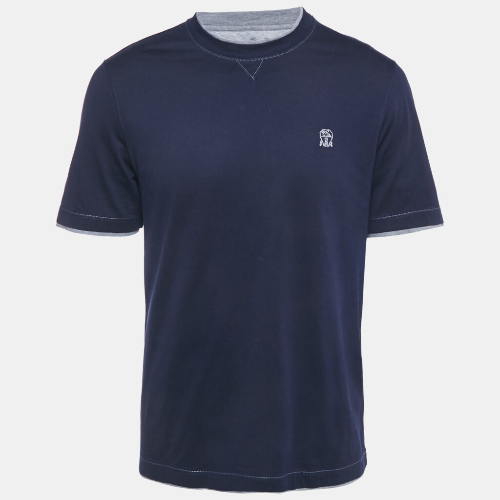 Brunello Cucinelli Blue Jersey Crewneck T-Shirt M Brunello Cucinelli Blue Jersey Crewneck T-Shirt M