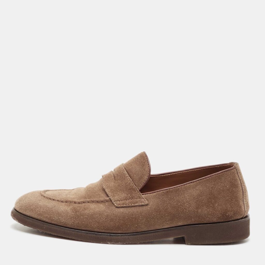 luxury-men-brunello-cucinelli-used-shoes-p1129768-003.jpg Brunello Cucinelli Brown Suede Penny Loafers Size 40