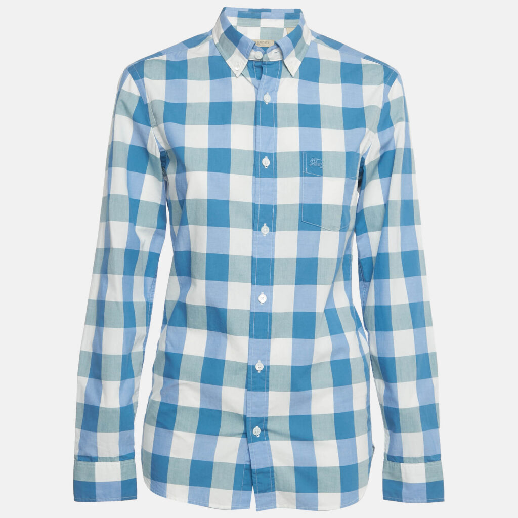 Burberry Brit Blue Checks Cotton Long Sleeve Shirt XS