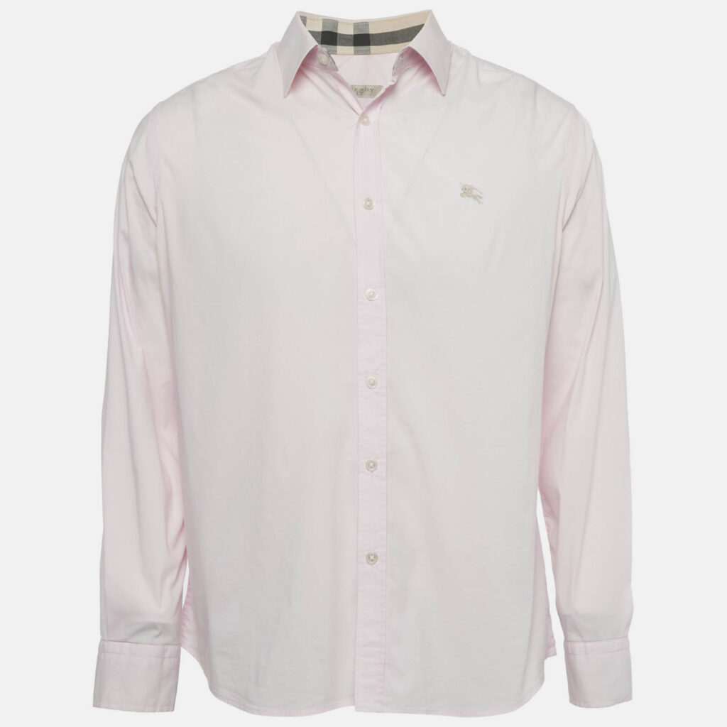 Burberry Brit Pink Logo Embroidered Cotton Shirt XL