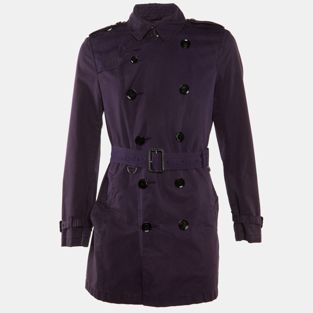 Burberry Brit Purple Cotton Double Breasted Trench Coat M Burberry Brit Purple Cotton Double Breasted Trench Coat M