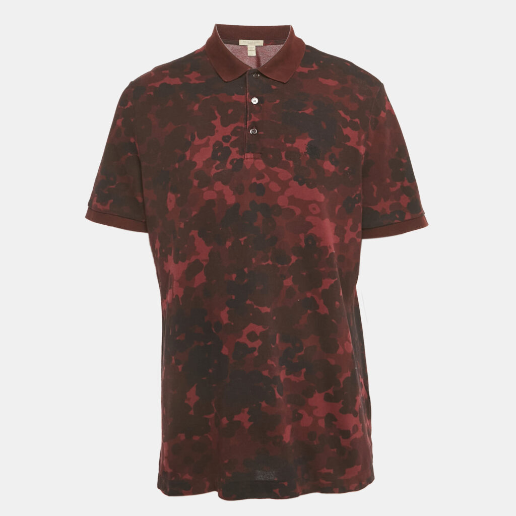 Burberry Brit Burgundy Printed Cotton Pique Polo T-Shirt XL