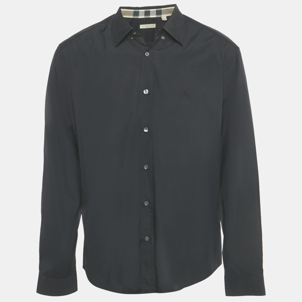 Burberry Brit Black Logo Embroidered Cotton Shirt XXL