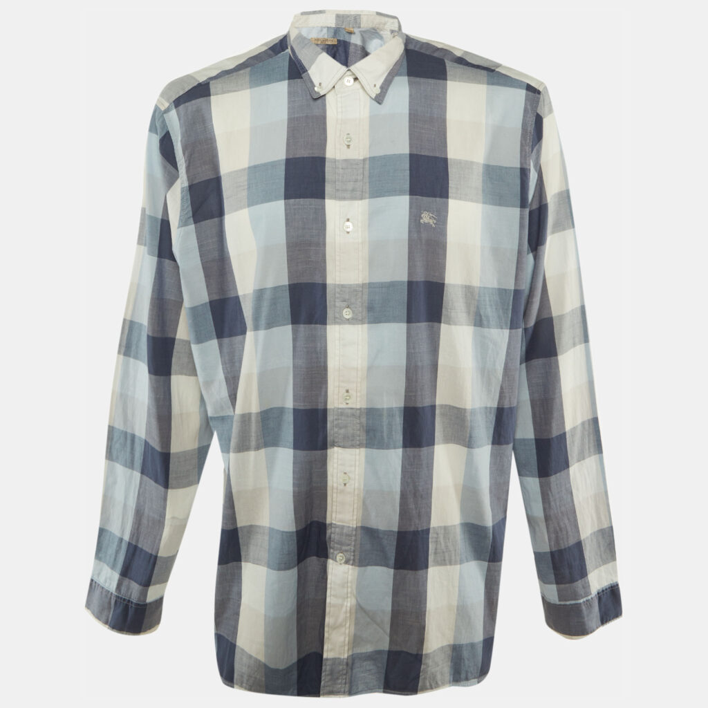 Burberry Brit Blue /Grey Checkered Cotton Shirt XXXL Burberry Brit Blue /Grey Checkered Cotton Shirt XXXL