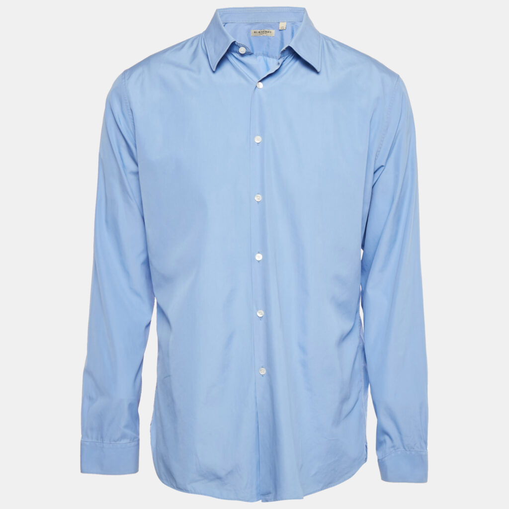 Burberry London Blue Cotton Full Sleeve Shirt XXXL Burberry London Blue Cotton Full Sleeve Shirt XXXL