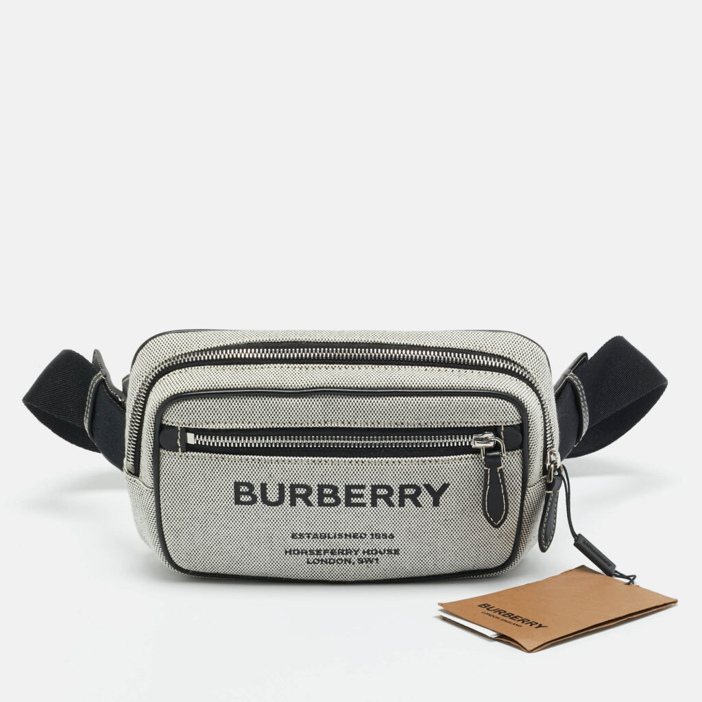 Burberry Grey/Black Canvas and Leather West Belt Bag