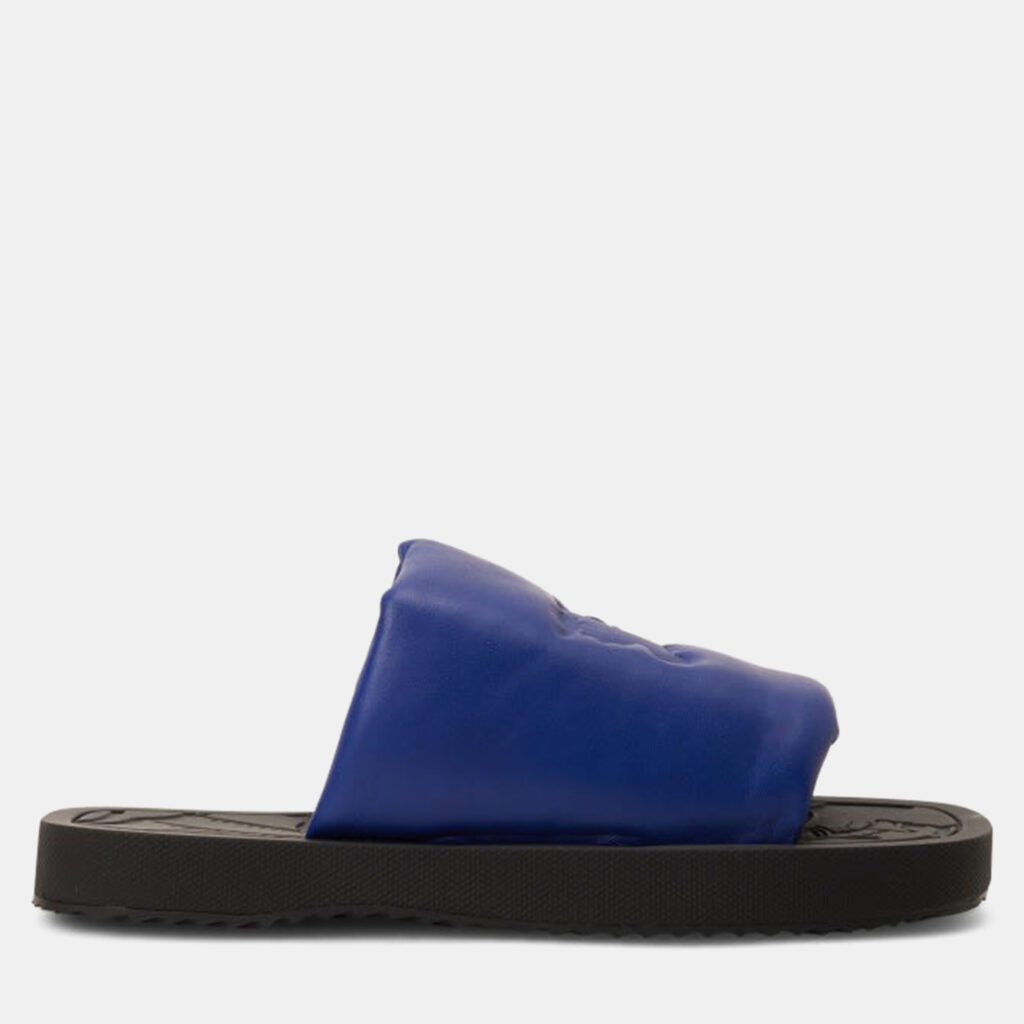 Burberry Slab Slides Blue Leather Slider EU 42