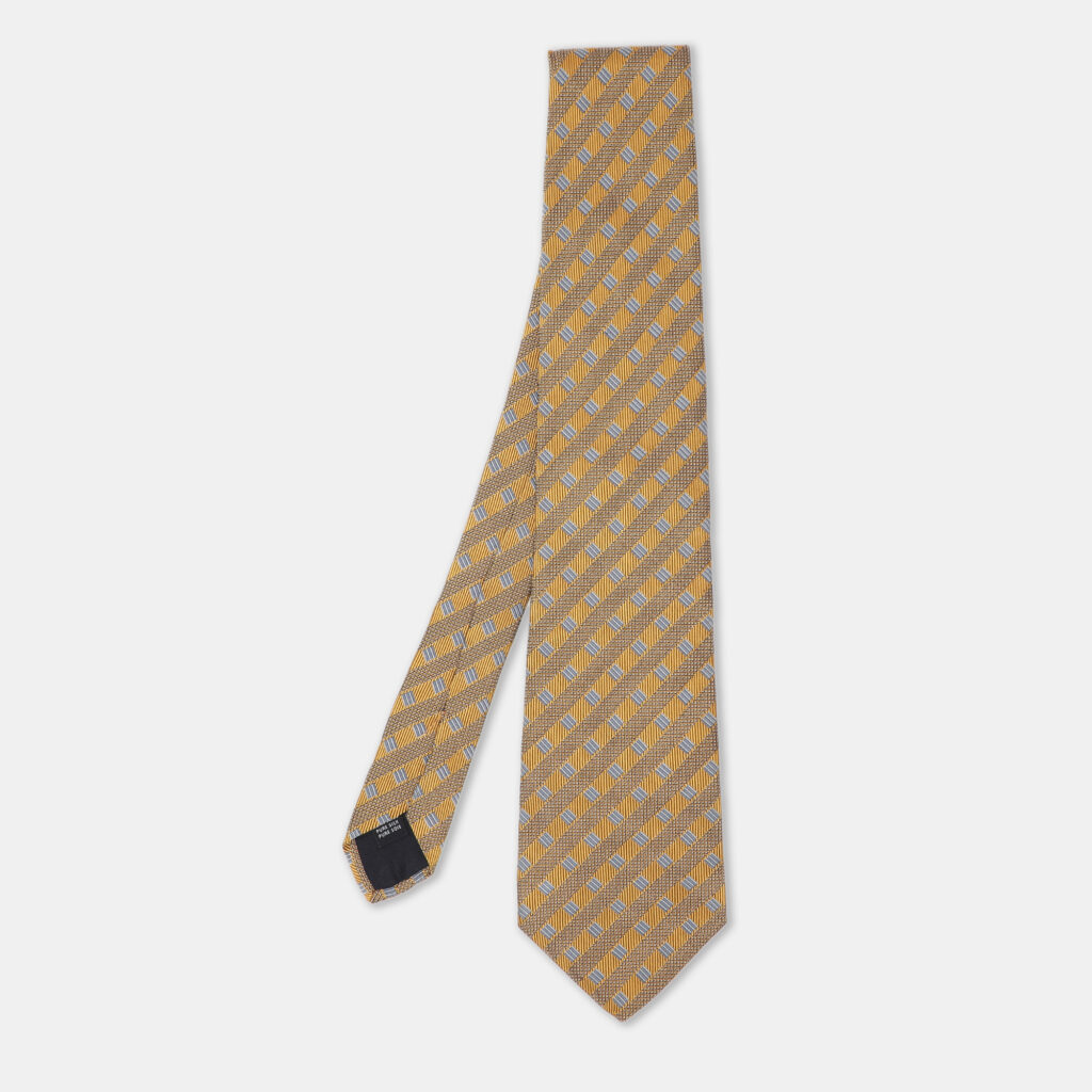 Burberry Yellow Diagonal Patterned Silk Tie Burberry Yellow Diagonal Patterned Silk Tie