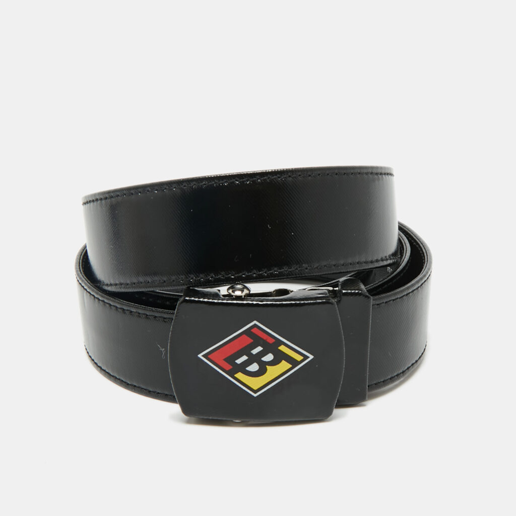 Burberry Black Coated Canvas and Leather TB Logo Plague Belt 90CM Burberry Black Coated Canvas and Leather TB Logo Plague Belt 90CM