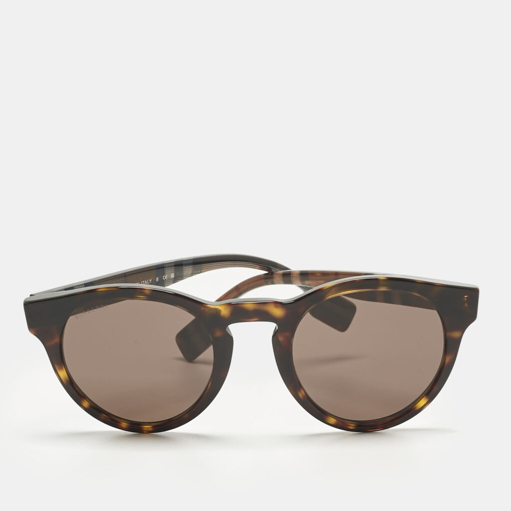 Burberry Brown Check B 4359 Frame Round Sunglasses