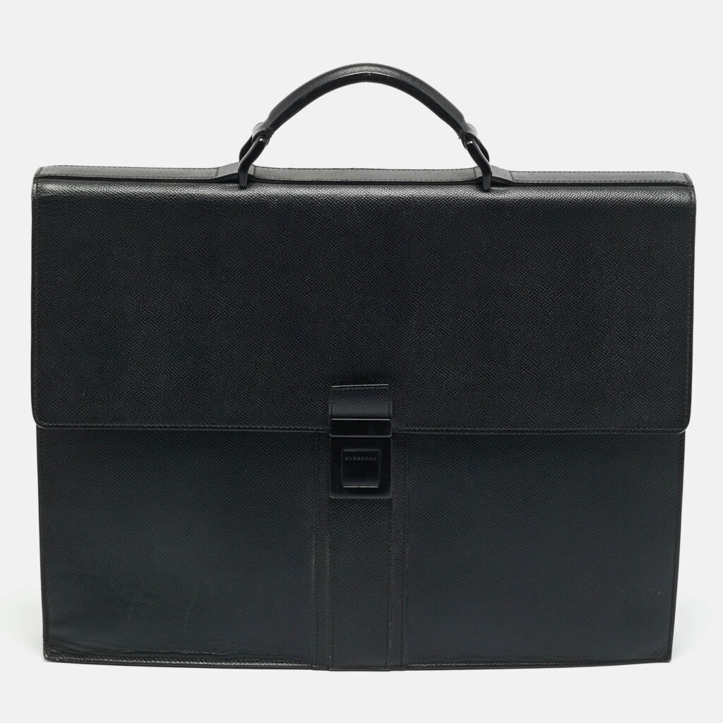Burberry Black Leather Blackford Briefcase Burberry Black Leather Blackford Briefcase