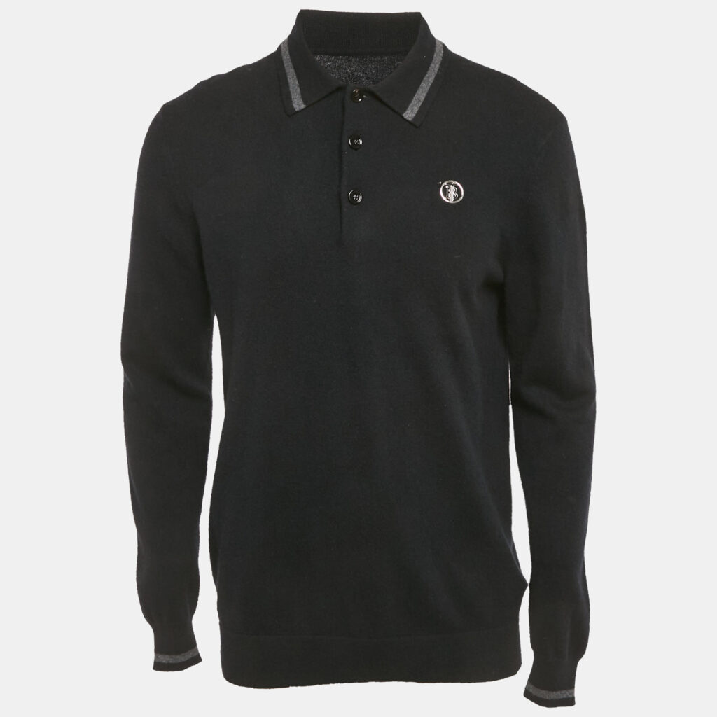 Burberry Black Cashmere Logo Detail Long Sleeve Sweater M Burberry Black Cashmere Logo Detail Long Sleeve Sweater M