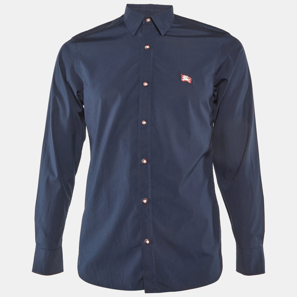 Burberry Navy Blue Cotton William Long Sleeve Shirt S Burberry Navy Blue Cotton William Long Sleeve Shirt S