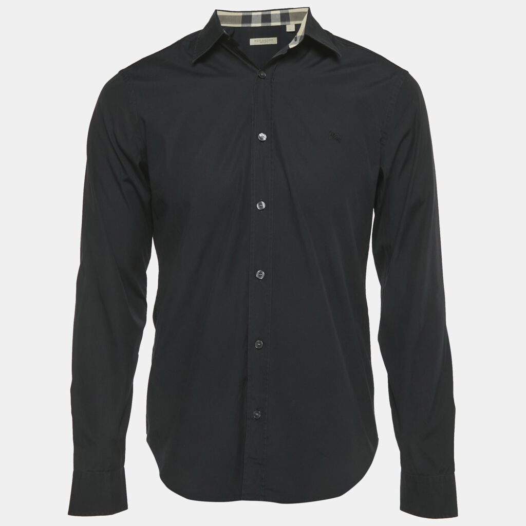 Burberry Black Cotton Long Sleeve Shirt M Burberry Black Cotton Long Sleeve Shirt M