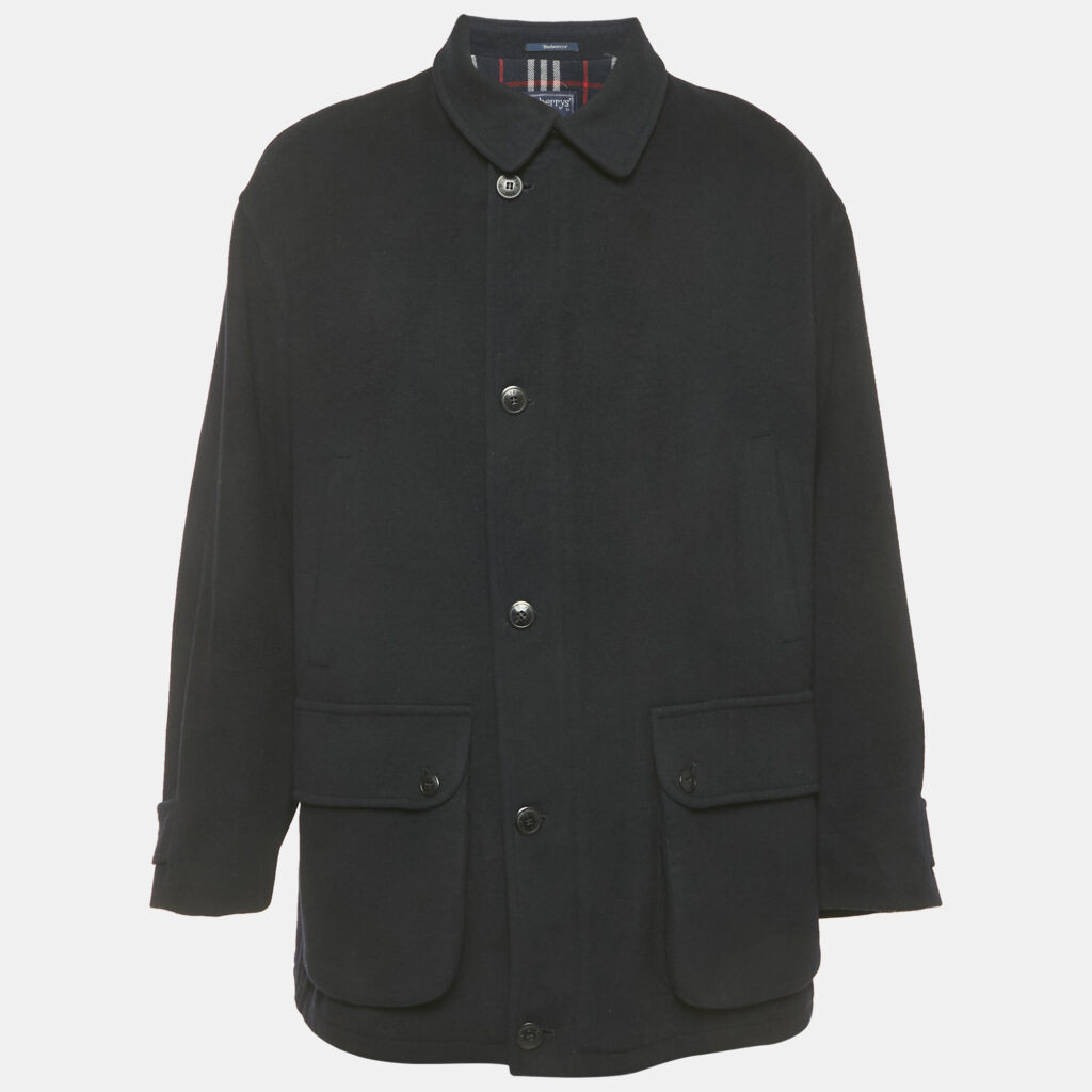 Burberry Navy Blue Wool Short Coat M Burberry Navy Blue Wool Short Coat M