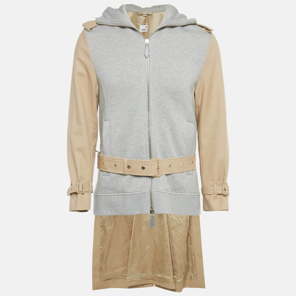 Burberry Beige /Grey Cotton Hooded Trench Coat XS Burberry Beige /Grey Cotton Hooded Trench Coat XS