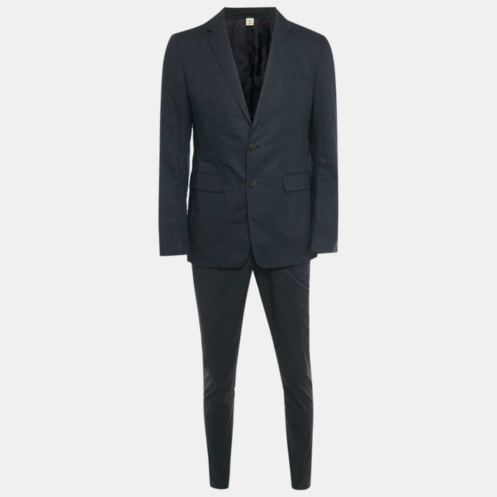 Burberry Navy Blue Cotton Regular Fit Pants Suit Set L/M Burberry Navy Blue Cotton Regular Fit Pants Suit Set L/M