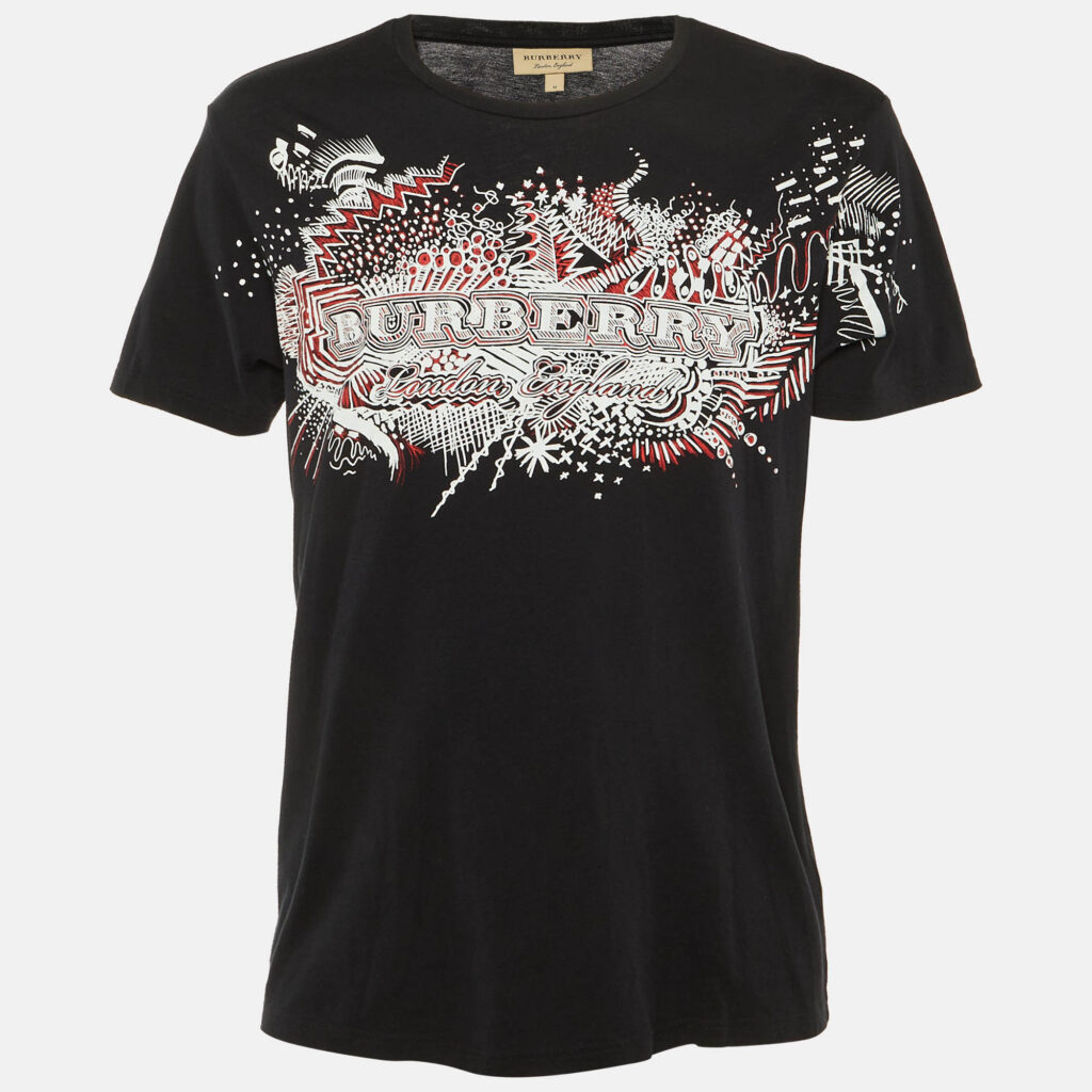 Burberry Black Printed Cotton T-Shirt M Burberry Black Printed Cotton T-Shirt M