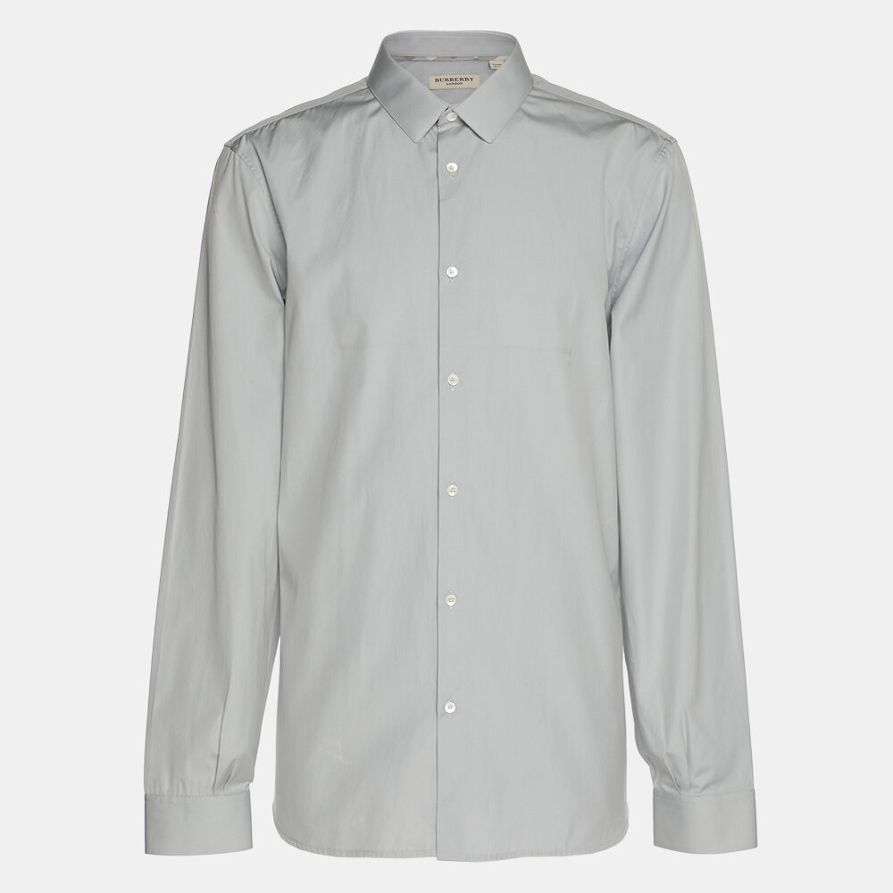 Burberry Grey Cotton Long Sleeve Tailored Shirt XL Burberry Grey Cotton Long Sleeve Tailored Shirt XL