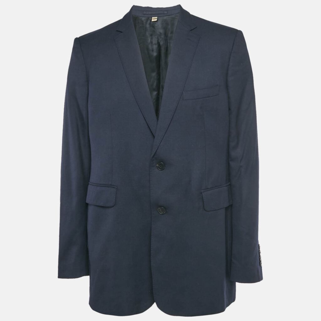 Burberry Navy Blue Gabardine Regular Fit Blazer XXXL