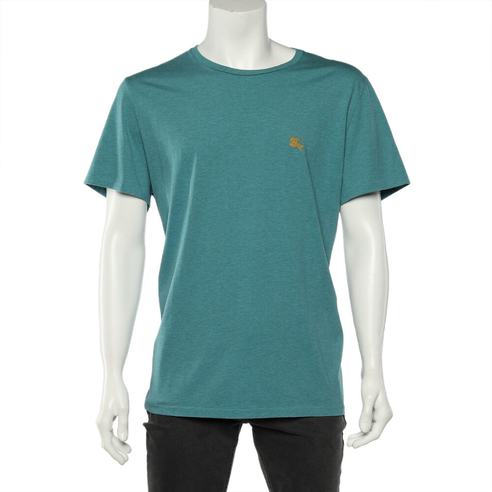 Burberry Turquoise Green Cotton Knit Roundneck T-Shirt XXL Burberry Turquoise Green Cotton Knit Roundneck T-Shirt XXL