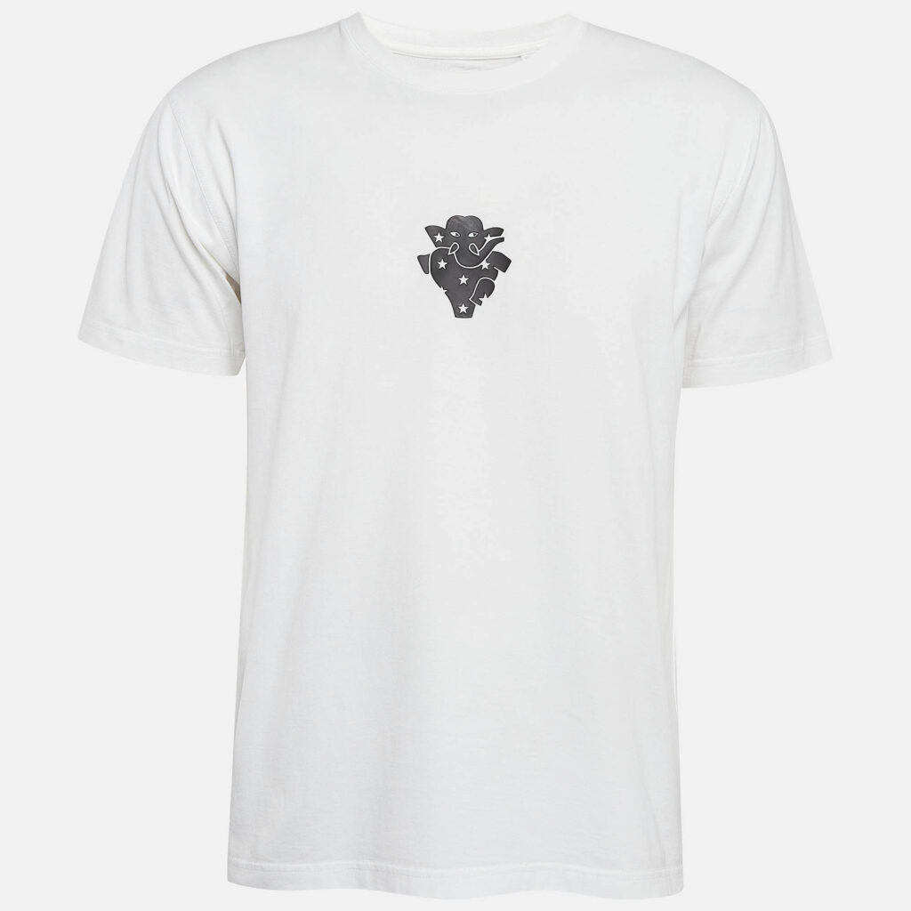 Burberry White Elephant Print Cotton Jersey T- Shirt XXS