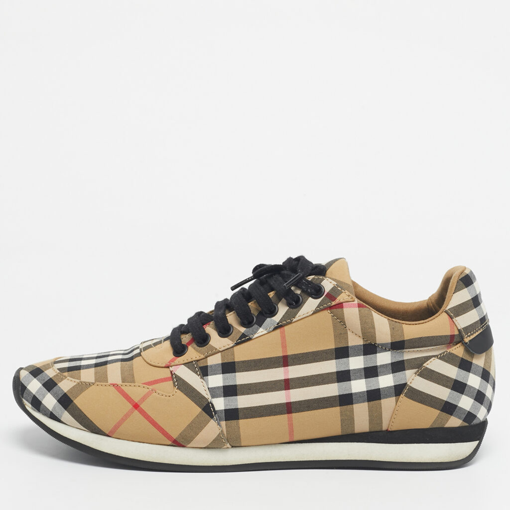 Burberry Beige/White Check Canvas Low Top Sneakers Size 42 Burberry Beige/White Check Canvas Low Top Sneakers Size 42