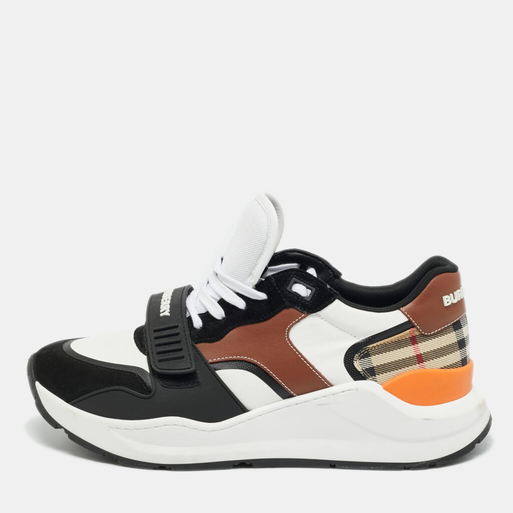 Burberry Multicolor Canvas and Leather Ramsey Low Top Sneakers Size 44 Burberry Multicolor Canvas and Leather Ramsey Low Top Sneakers Size 44