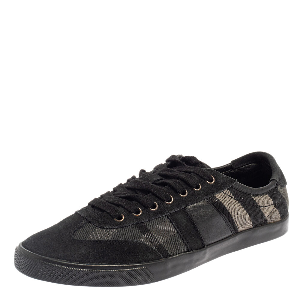 Burberry Black/Grey Suede And Check Canvas Low Top Sneakers Size 44 Burberry Black/Grey Suede And Check Canvas Low Top Sneakers Size 44