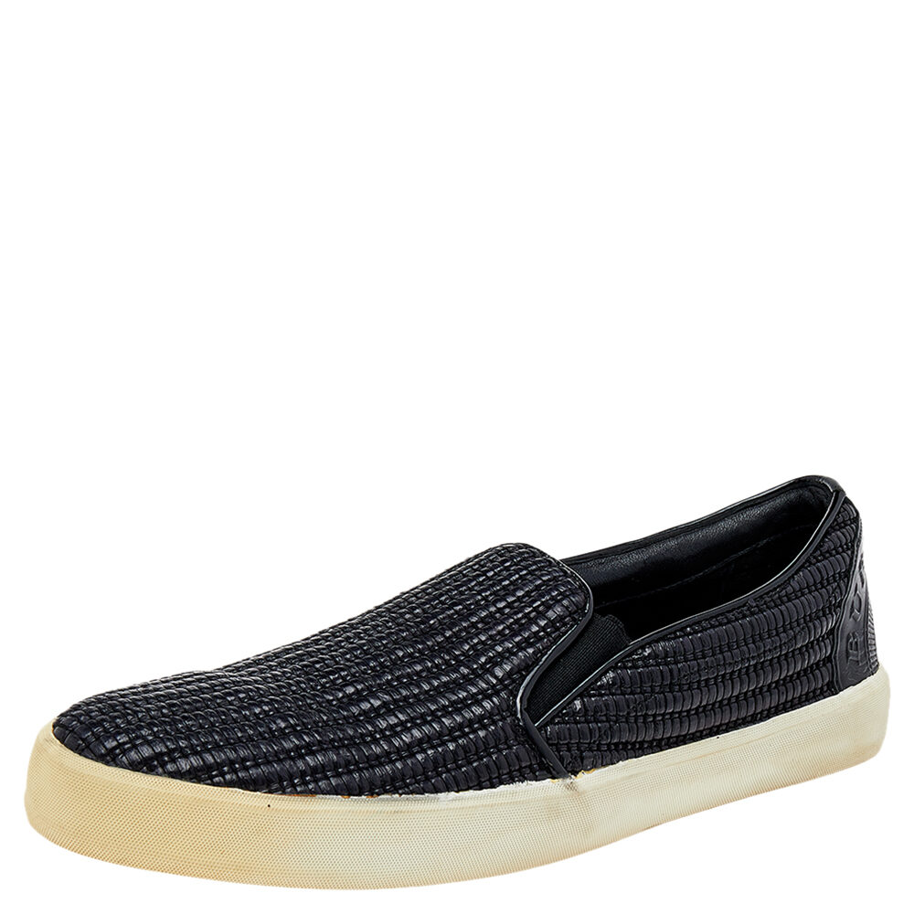 Burberry Black Woven Raffia Slip On Sneakers Size 41 Burberry Black Woven Raffia Slip On Sneakers Size 41
