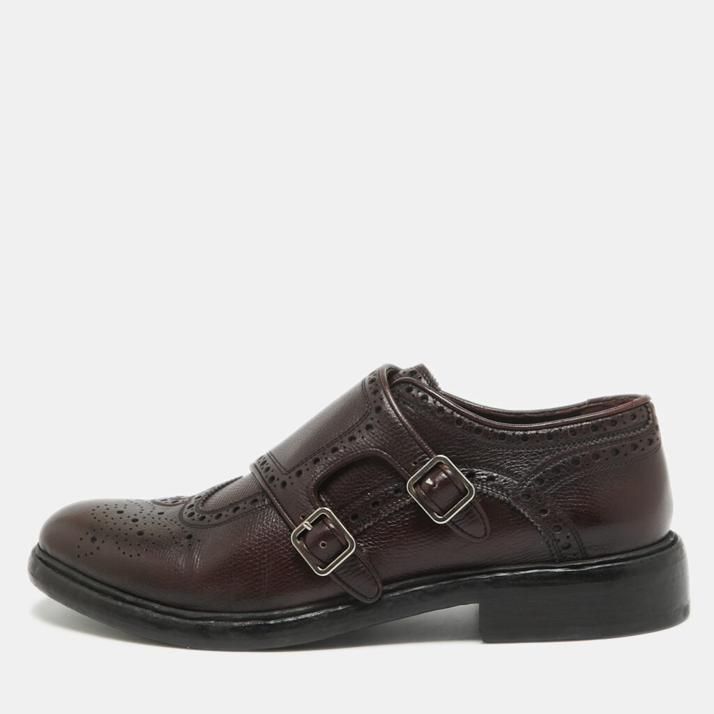 Burberry Burgundy Leather Delmar Monk Strap Brogues Size 40.5 Burberry Burgundy Leather Delmar Monk Strap Brogues Size 40.5