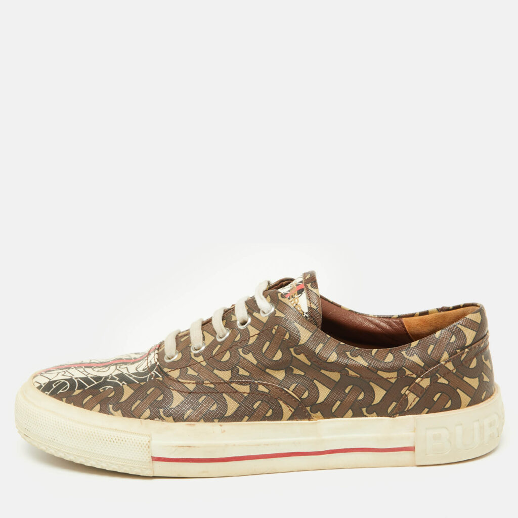 Burberry Multicolor Brown TB Monogram Coated Canvas Sneakers Size 42 Burberry Multicolor Brown TB Monogram Coated Canvas Sneakers Size 42