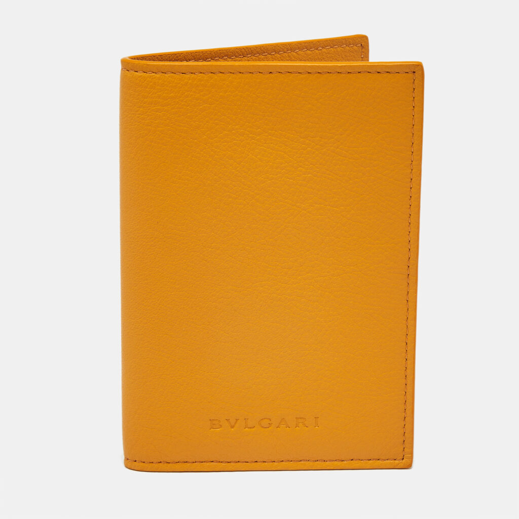Bvlgari Mustard Leather Passport Holder Bvlgari Mustard Leather Passport Holder