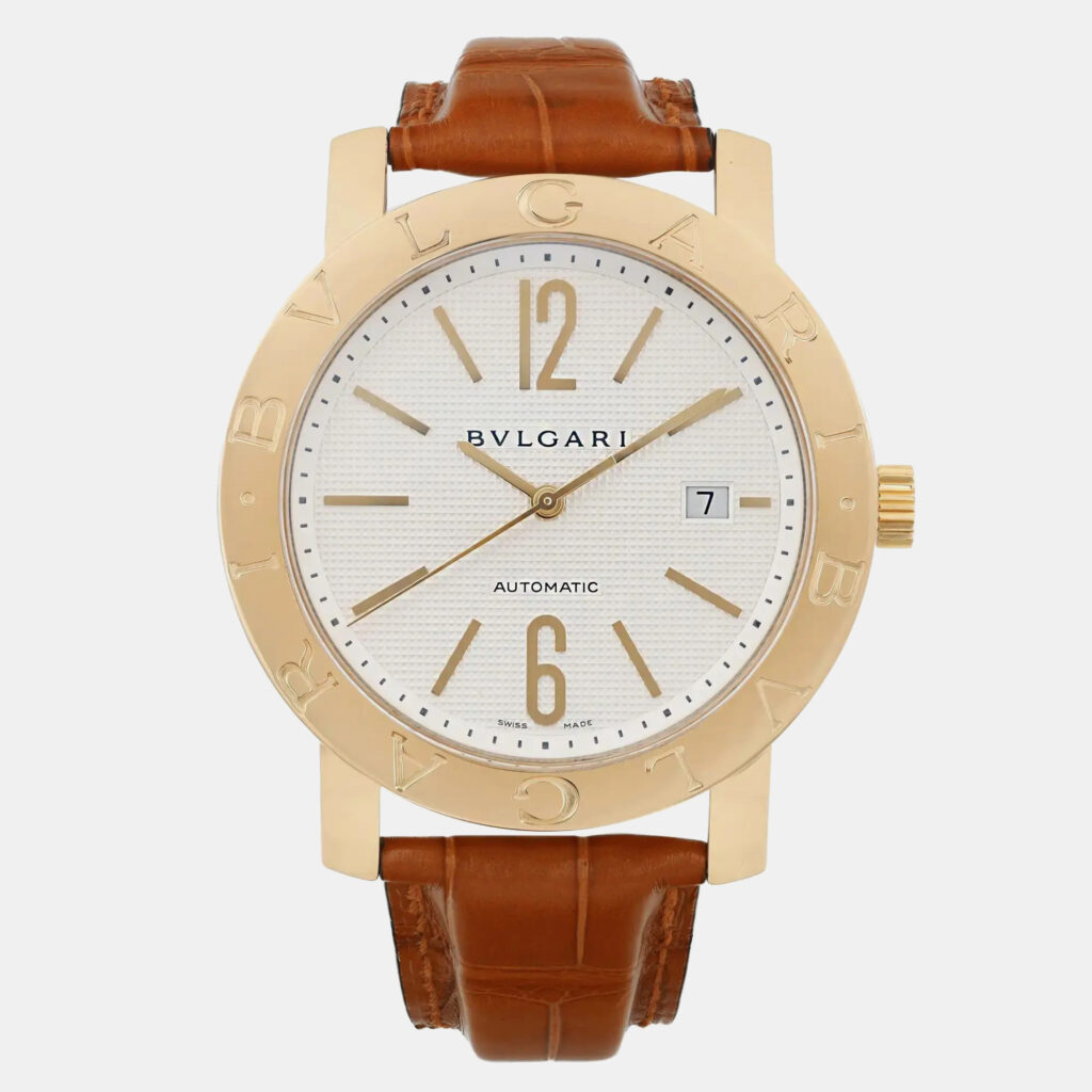 Bvlgari White 18k Yellow Gold Diagono XL BB42GL Automatic Men's Wristwatch 42mm Bvlgari White 18k Yellow Gold Diagono XL BB42GL Automatic Men's Wristwatch 42mm