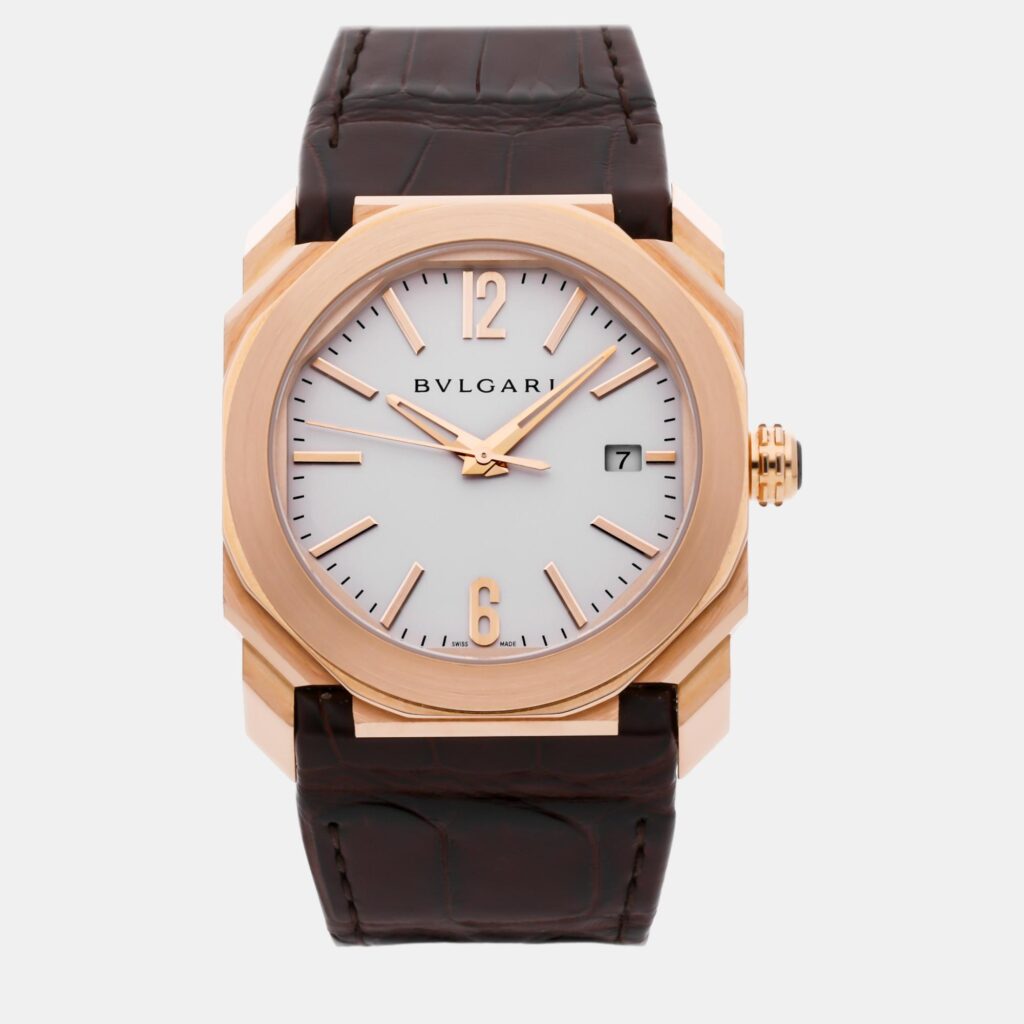 Bvlgari Octo 102119 Automatic Silver 18k Rose Gold Men’s Wristwatch 38mm