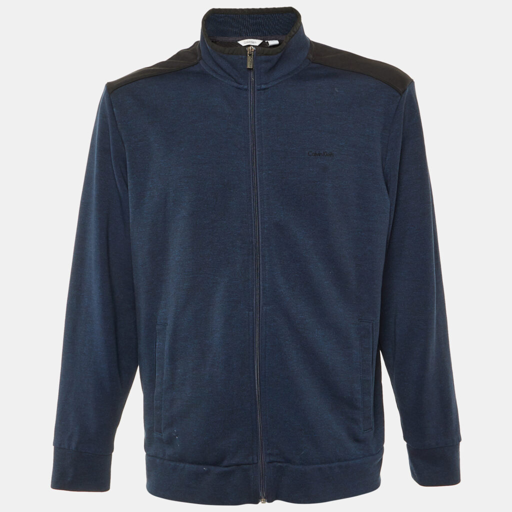 Calvin Klein Dark Blue Jersey Zip Up Jacket L Calvin Klein Dark Blue Jersey Zip Up Jacket L