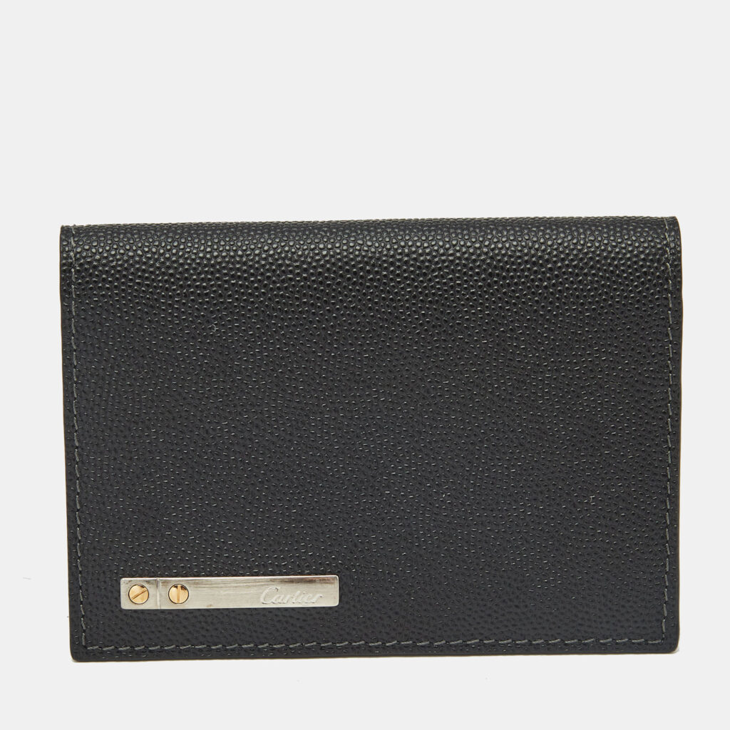 Cartier Black Leather Santos Business Card Holder Cartier Black Leather Santos Business Card Holder