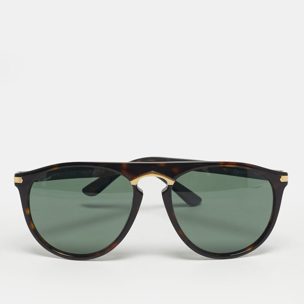 luxury-men-cartier-used-accessories-p1244410-004-1.jpg Cartier Tortoise Brown/Black CT0013S Aviator Sunglasses