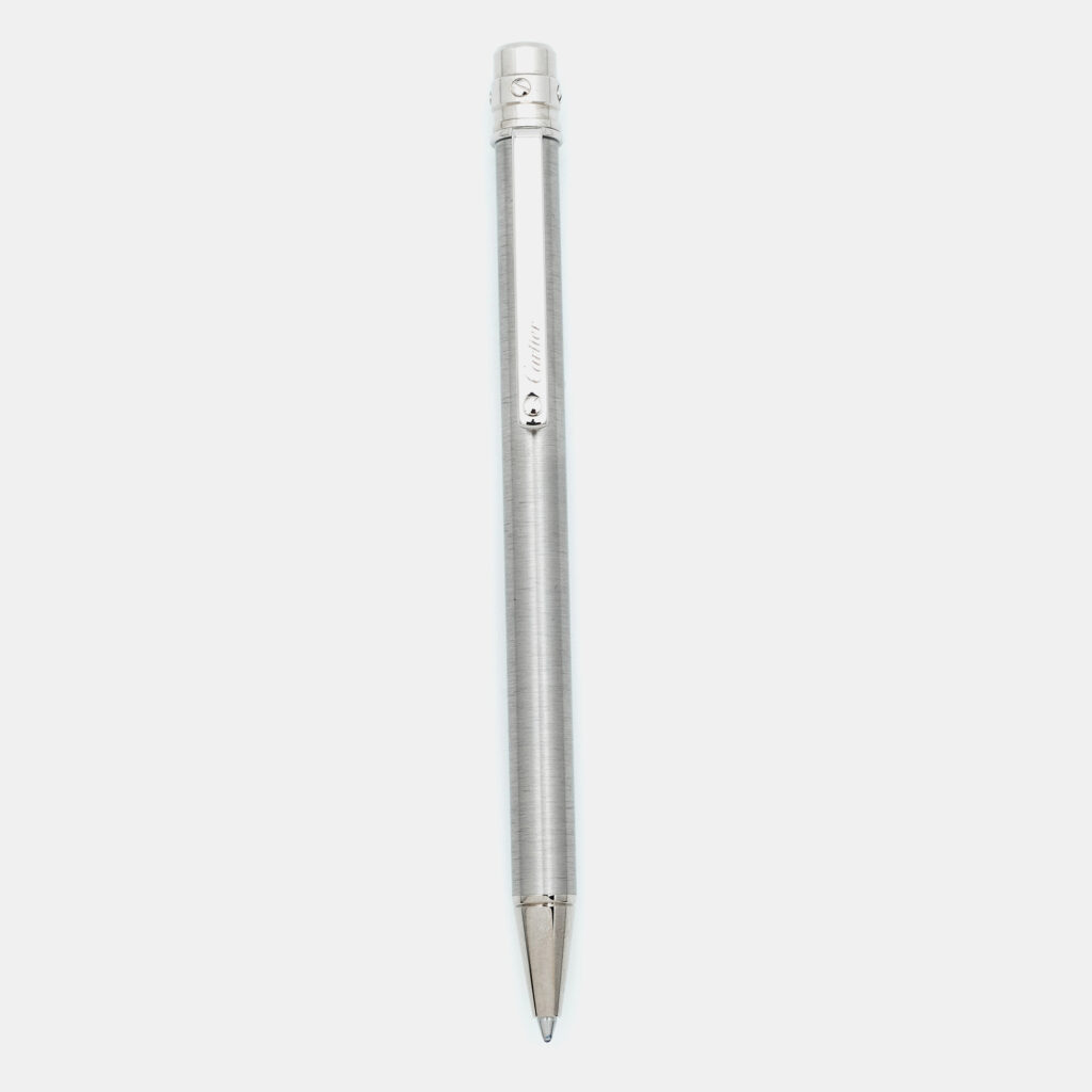 Cartier Santos Silver Lacquer Silver Tone Ballpoint Pen