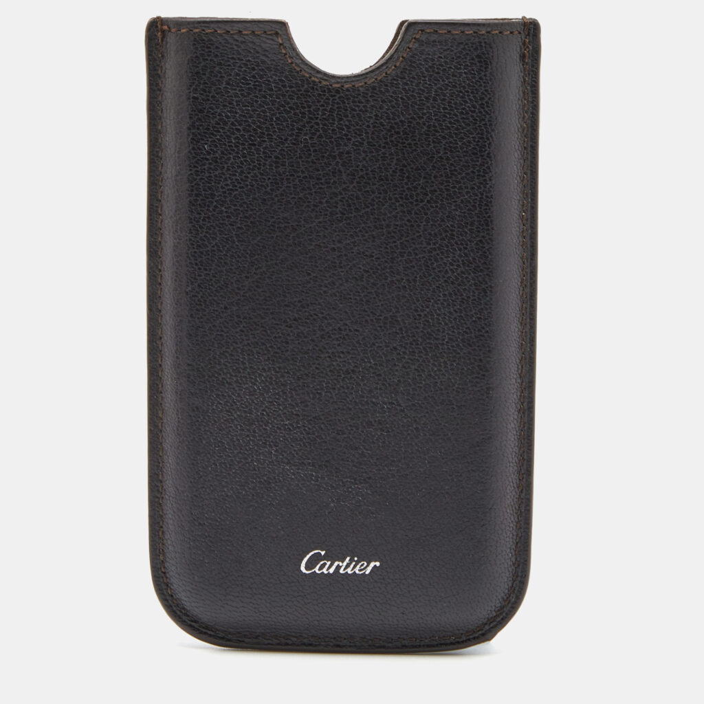 Cartier Dark Brown Leather Phone Case Cartier Dark Brown Leather Phone Case
