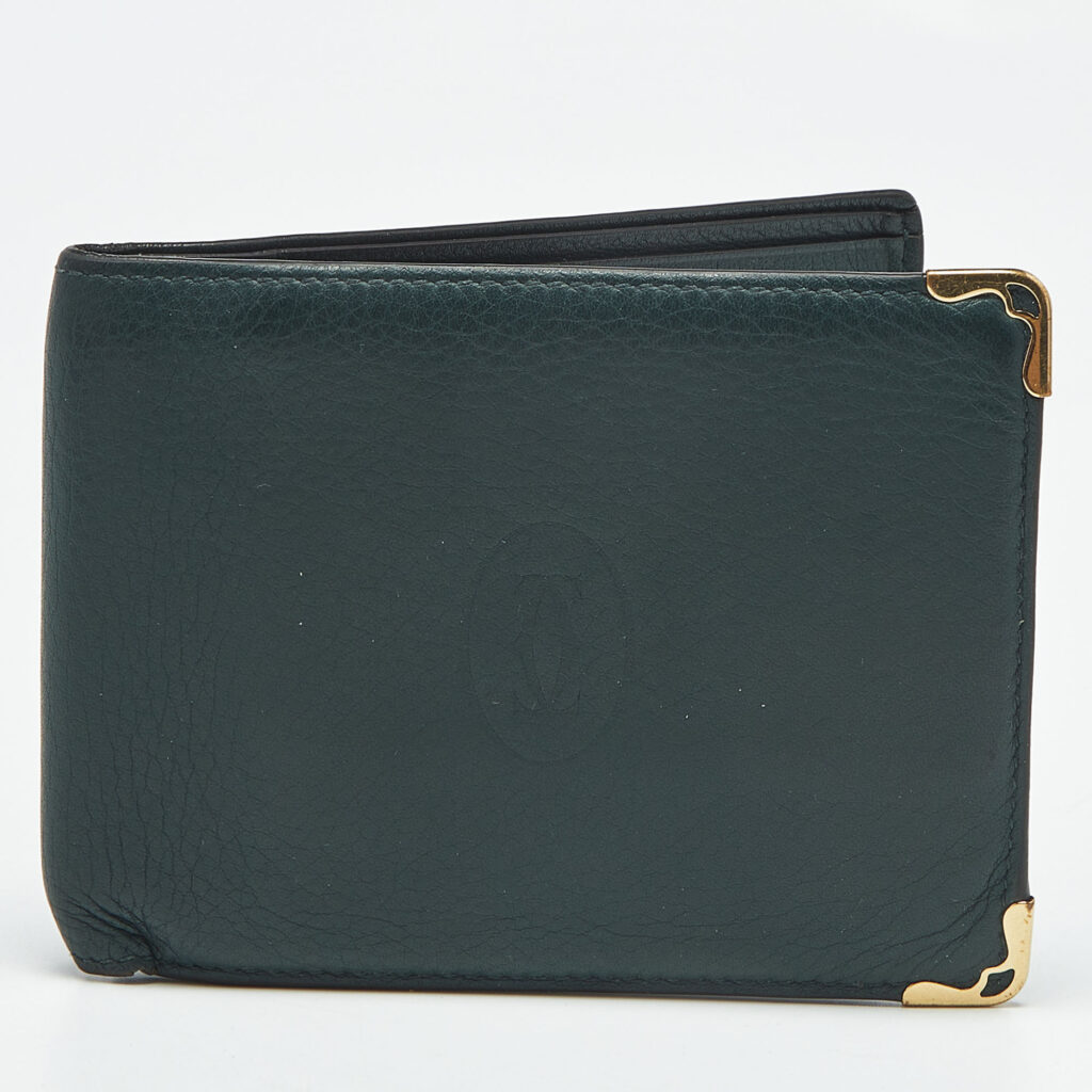 Cartier Dark Green Leather Must de Cartier 6CC Bifold Wallet Cartier Dark Green Leather Must de Cartier 6CC Bifold Wallet