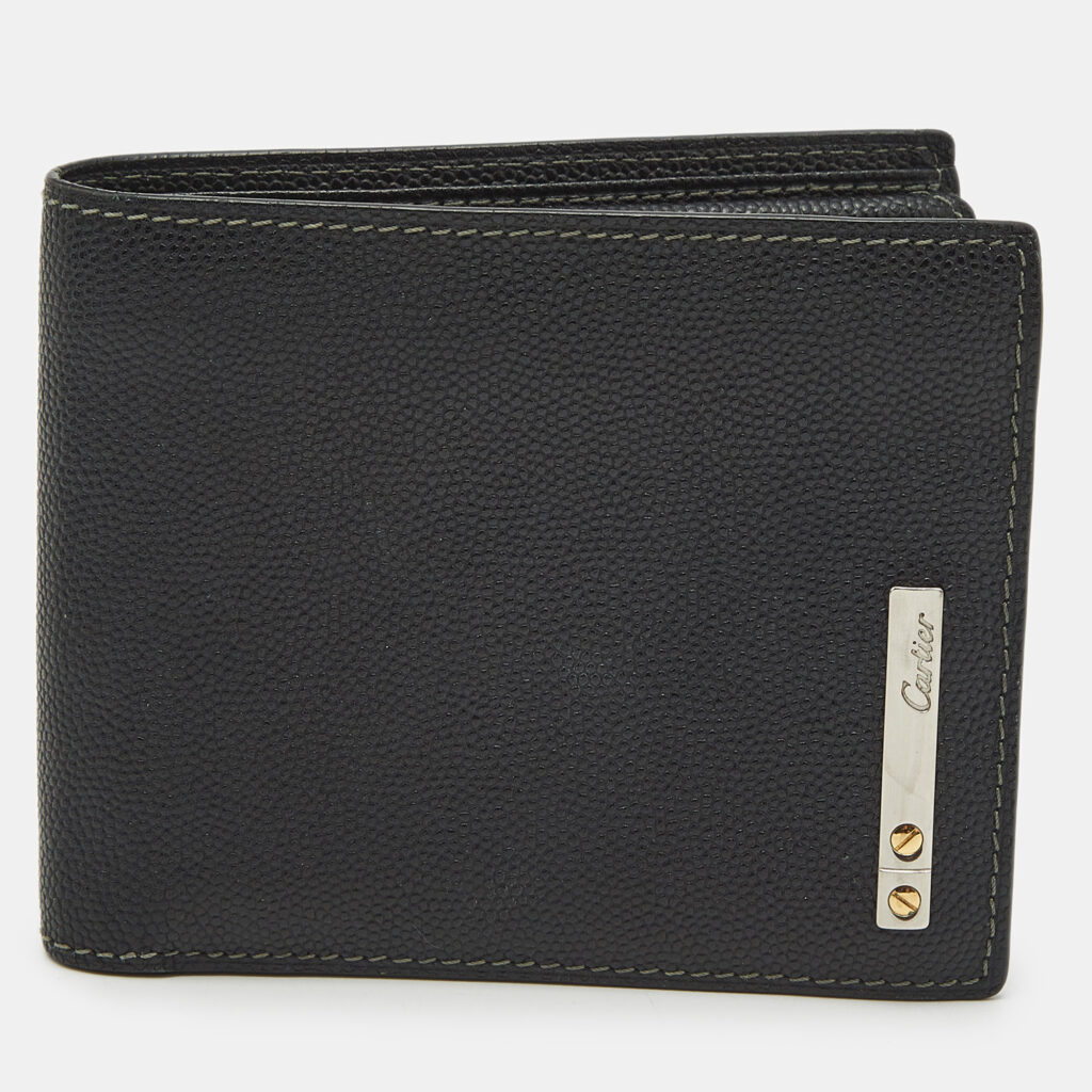 Cartier Black Leather Santos de Cartier Bifold Wallet Cartier Black Leather Santos de Cartier Bifold Wallet