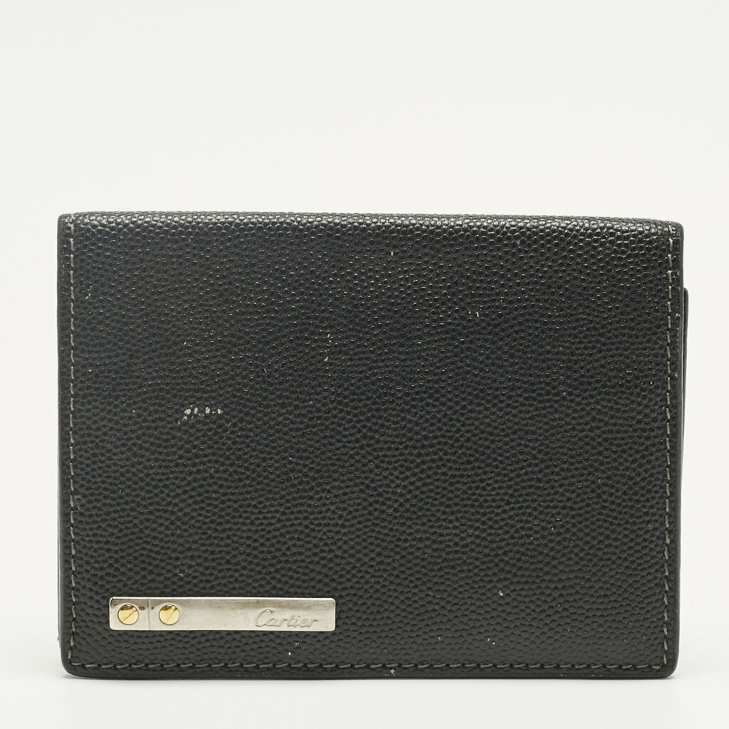 Cartier Black Leather Santos de Cartier Bifold Wallet Cartier Black Leather Santos de Cartier Bifold Wallet