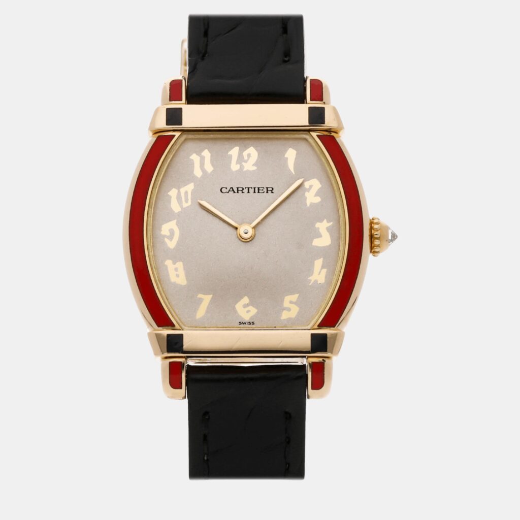 Cartier Silver 18k Yellow Gold Tortue WA501531 Quartz Men's Wristwatch 26 mm Cartier Silver 18k Yellow Gold Tortue WA501531 Quartz Men's Wristwatch 26 mm