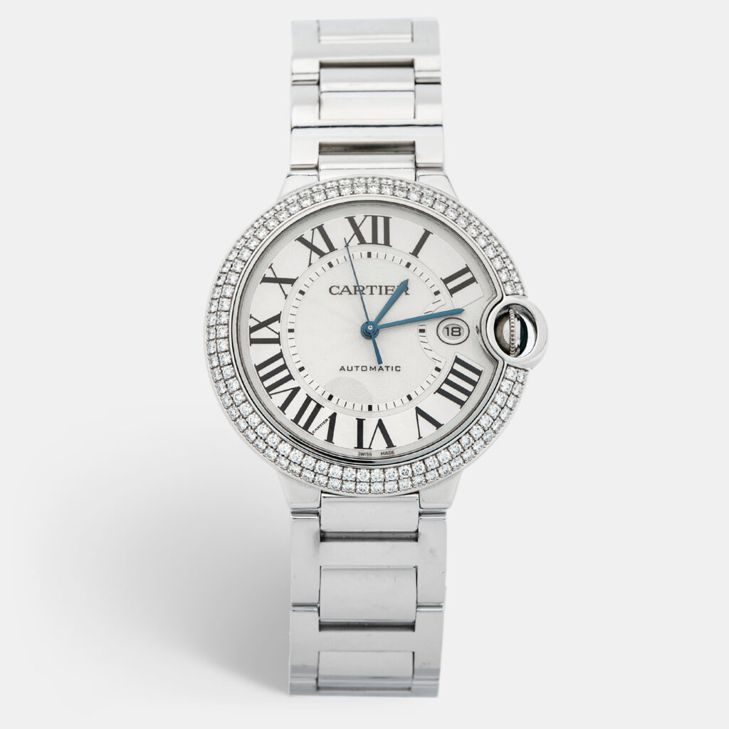 Cartier Silver 18K White Gold Diamond Ballon Bleu WE9009Z3 Men's Wristwatch 42 mm Cartier Silver 18K White Gold Diamond Ballon Bleu WE9009Z3 Men's Wristwatch 42 mm