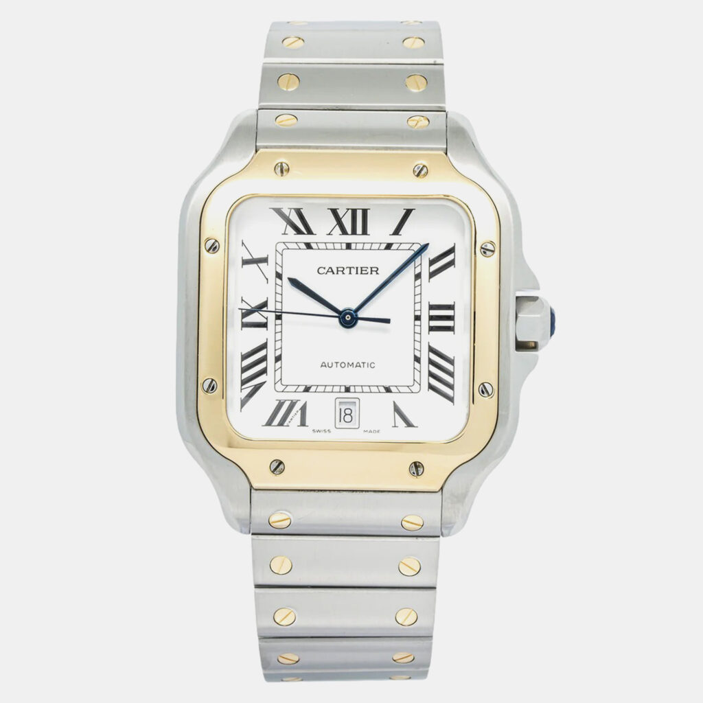 Cartier Santos W2SA0006 Automatic White 18K Yellow Gold Men's Wristwatch 40 mm Cartier Santos W2SA0006 Automatic White 18K Yellow Gold Men's Wristwatch 40 mm