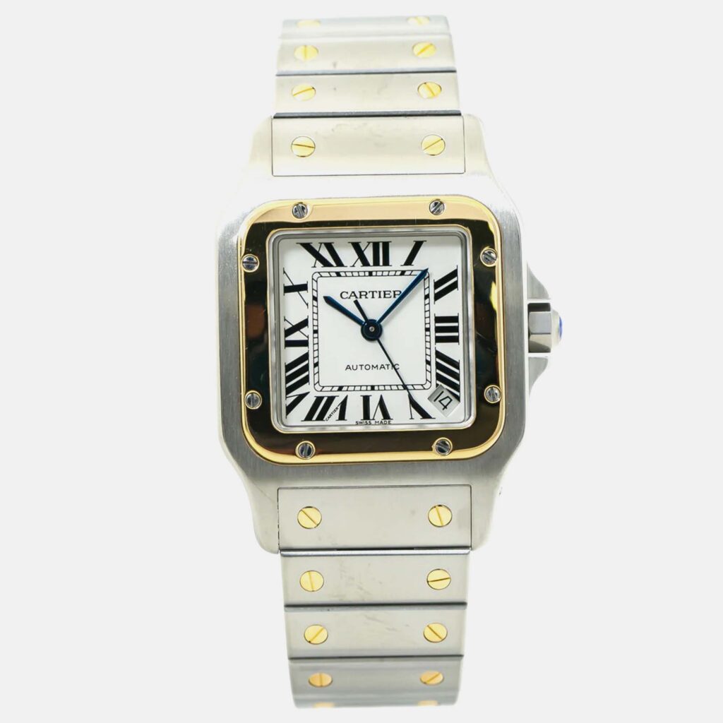 Cartier Santos W20099C4 Automatic White 18k Yellow Gold Stainless Steel Men's Wristwatch 35 mm Cartier Santos W20099C4 Automatic White 18k Yellow Gold Stainless Steel Men's Wristwatch 35 mm