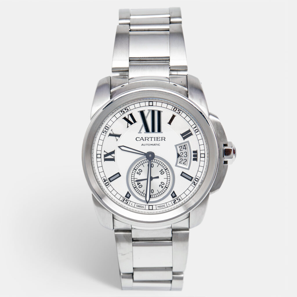 Cartier Silver Stainless Steel Calibre de Cartier W7100015 Men's Wristwatch 42 mm